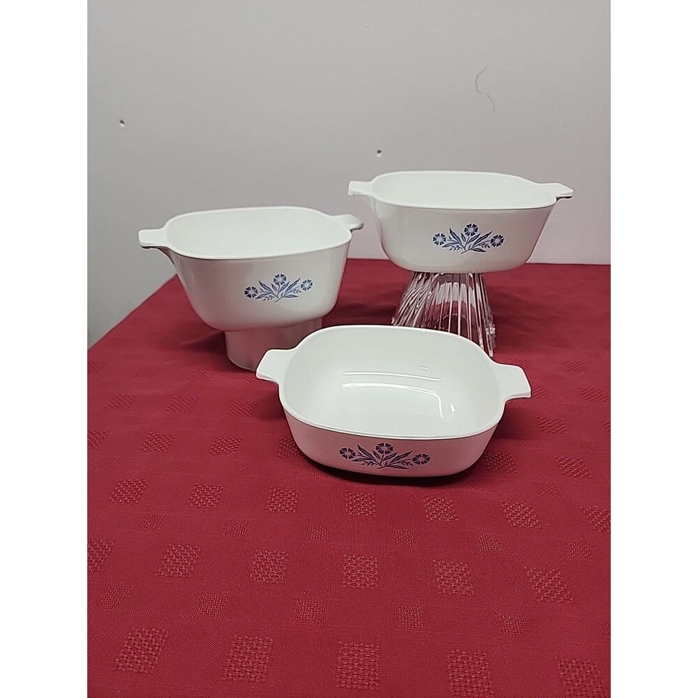 CorningWare Blue Cornflower Casseroles Set Of 3 1966-1969 Cornflower Backstamp